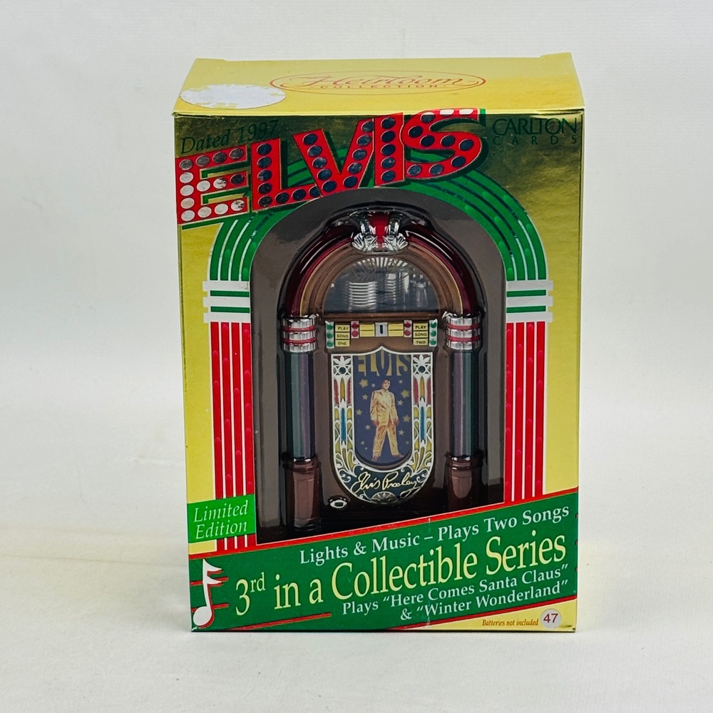 Carlton Elvis Presley Jukebox Ornament Here Comes Santa Claus Winter Wonderland